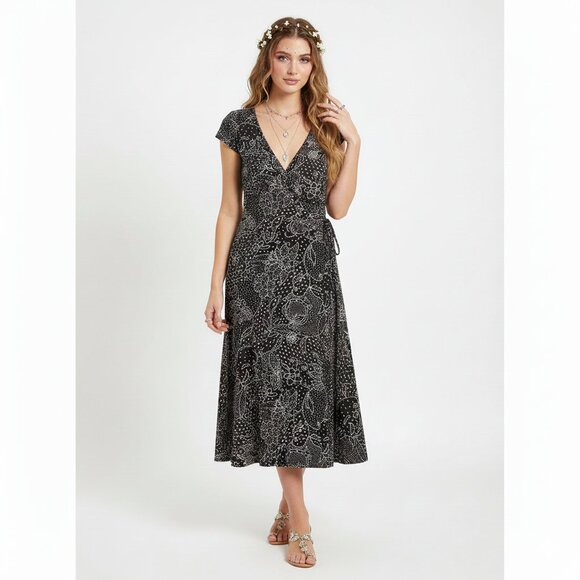 dressbarn Dresses & Skirts - Dressbarn‎ Floral Faux Wrap Dress 10 Fairy Y2K Whimsical Stretch Boho Cottage